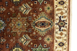 Rust & Cream Tribal Geometric 3X12 Indo-Karajeh Oriental Runner Rug