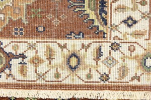 Rust & Cream Tribal Geometric 3X12 Indo-Karajeh Oriental Runner Rug