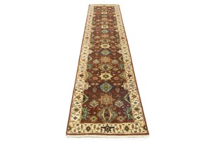 Rust & Cream Tribal Geometric 3X12 Indo-Karajeh Oriental Runner Rug