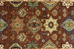 Rust & Cream Tribal Geometric 3X12 Indo-Karajeh Oriental Runner Rug
