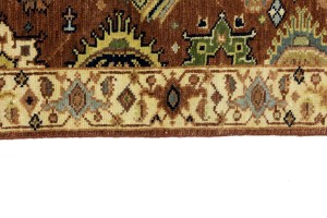 Rust & Cream Tribal Geometric 3X12 Indo-Karajeh Oriental Runner Rug