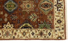 Rust & Cream Tribal Geometric 3X12 Indo-Karajeh Oriental Runner Rug