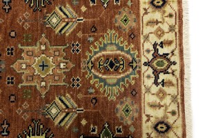 Rust & Cream Tribal Geometric 3X12 Indo-Karajeh Oriental Runner Rug