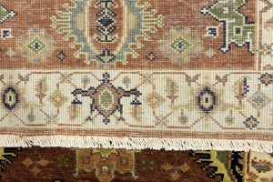 Rust & Cream Tribal Geometric 3X12 Indo-Karajeh Oriental Runner Rug