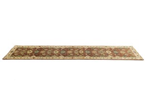 Rust & Cream Tribal Geometric 3X12 Indo-Karajeh Oriental Runner Rug