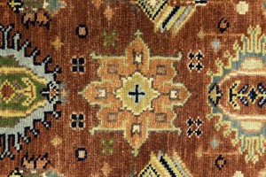 Rust & Cream Tribal Geometric 3X12 Indo-Karajeh Oriental Runner Rug