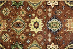 Rust & Cream Tribal Geometric 2'5X13'9 Indo-Karajeh Oriental Runner Rug