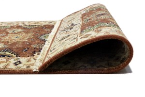 Rust & Cream Tribal Geometric 2'5X13'9 Indo-Karajeh Oriental Runner Rug