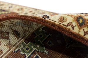 Rust & Cream Tribal Geometric 2'5X13'9 Indo-Karajeh Oriental Runner Rug