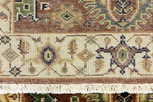 Rust & Cream Tribal Geometric 2'5X13'9 Indo-Karajeh Oriental Runner Rug