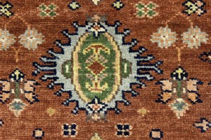 Rust & Cream Tribal Geometric 2'5X13'9 Indo-Karajeh Oriental Runner Rug