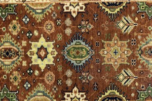Rust & Cream Tribal Geometric 2'5X13'9 Indo-Karajeh Oriental Runner Rug