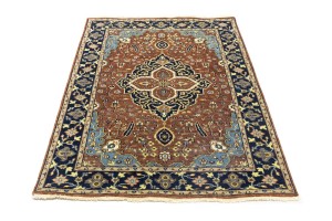 Rust Floral 4X6 Sarouk Goravan Heriz Oriental Rug