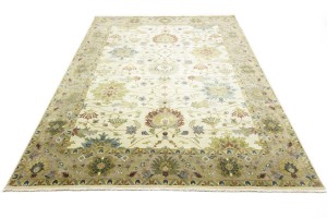 Cream Floral Osh Chobi 9X12 Peshawar Oriental Rug