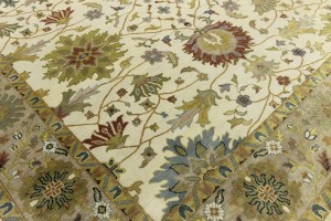 Cream Floral Osh Chobi 10X14 Peshawar Oriental Rug