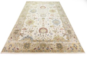 Cream Floral Osh Chobi 10X14 Peshawar Oriental Rug
