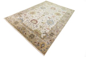 Cream Floral Osh Chobi 10X14 Peshawar Oriental Rug