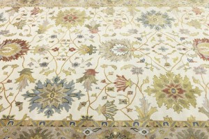 Cream Floral Osh Chobi 10X14 Peshawar Oriental Rug