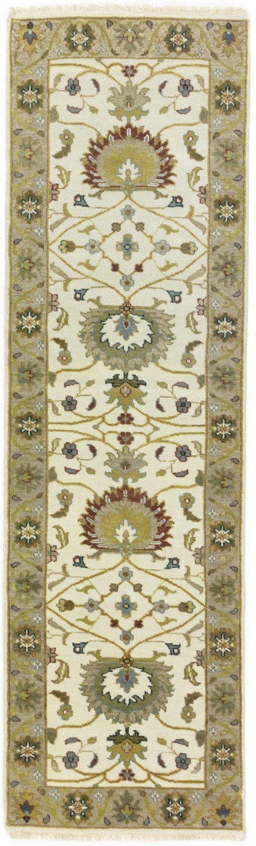 Cream Floral Osh Chobi 2'5X8 Peshawar Oriental Runner Rug