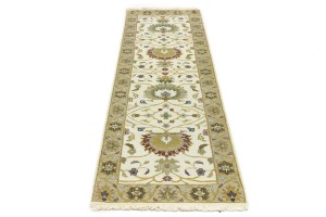 Cream Floral Osh Chobi 2'5X8 Peshawar Oriental Runner Rug