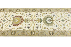 Cream Floral Osh Chobi 2'5X8 Peshawar Oriental Runner Rug