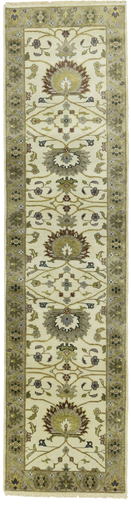 Cream Floral Osh Chobi 2'6X10 Peshawar Oriental Runner Rug