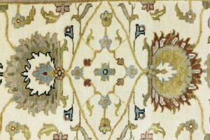 Cream Floral Osh Chobi 2'6X10 Peshawar Oriental Runner Rug