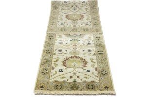 Cream Floral Osh Chobi 2'6X10 Peshawar Oriental Runner Rug