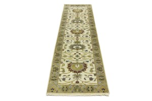 Cream Floral Osh Chobi 2'6X10 Peshawar Oriental Runner Rug