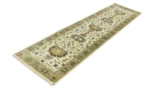 Cream Floral Osh Chobi 2'6X10 Peshawar Oriental Runner Rug