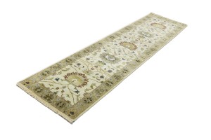 Cream Floral Osh Chobi 2'6X10 Peshawar Oriental Runner Rug