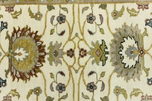 Cream Floral Osh Chobi 2'6X10 Peshawar Oriental Runner Rug