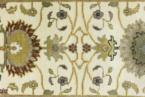 Cream Floral Osh Chobi 2'6X12 Peshawar Oriental Runner Rug