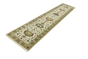 Cream Floral Osh Chobi 2'6X12 Peshawar Oriental Runner Rug