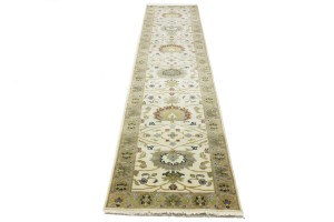 Cream Floral Osh Chobi 2'6X12 Peshawar Oriental Runner Rug