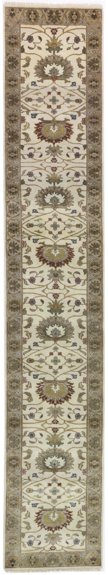 Cream Floral Osh Chobi 3X14 Peshawar Oriental Runner Rug