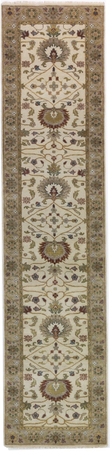 Cream Floral Osh Chobi 3X13 Peshawar Oriental Runner Rug