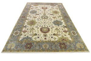 Cream Floral Osh Chobi 10X14 Peshawar Oriental Rug