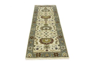 Cream Floral Osh Chobi 2'6X8 Peshawar Oriental Runner Rug