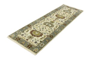 Cream Floral Osh Chobi 2'6X8 Peshawar Oriental Runner Rug