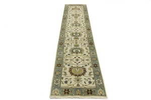 Cream Floral Osh Chobi 3X12 Peshawar Oriental Runner Rug