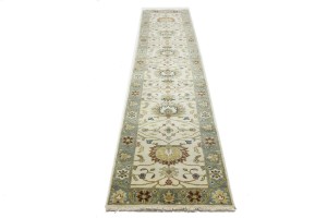 Cream Floral Osh Chobi 3X12 Peshawar Oriental Runner Rug