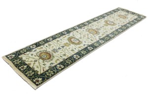 Cream Floral Osh Chobi 2'5X10 Peshawar Oriental Runner Rug