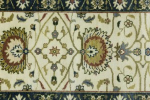Cream Floral Osh Chobi 2'5X10 Peshawar Oriental Runner Rug