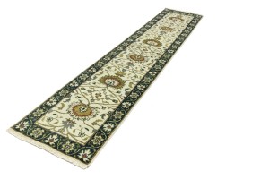 Cream Floral Osh Chobi 2'6X12 Peshawar Oriental Runner Rug