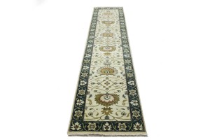 Cream Floral Osh Chobi 2'6X12 Peshawar Oriental Runner Rug