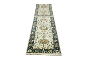 Cream Floral Osh Chobi 2'6X14 Peshawar Oriental Runner Rug