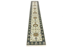 Cream Floral Osh Chobi 2'6X14 Peshawar Oriental Runner Rug