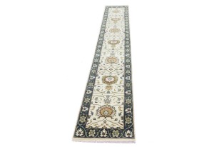 Cream Floral Osh Chobi 2'6X14 Peshawar Oriental Runner Rug
