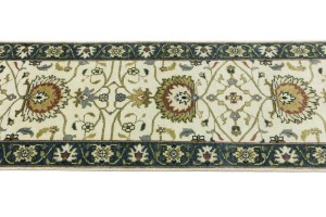 Cream Floral Osh Chobi 2'6X14 Peshawar Oriental Runner Rug